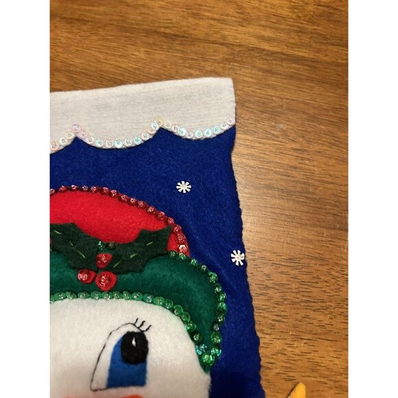 Design Works Crafts Felt Christmas Stocking Handcrafted "Snowman and Tree" 16" - Picture 7 of 10